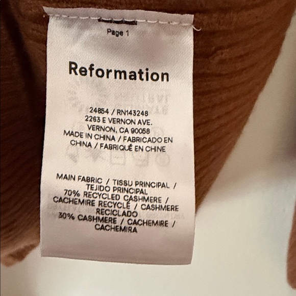 Reformation Hart Cashmere Sweater in Cinnamon Size L - Picture 6 of 6